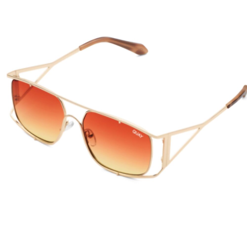 Quay Australia Baddie Behavior Sunglasses- Gold/Orange/Yellow